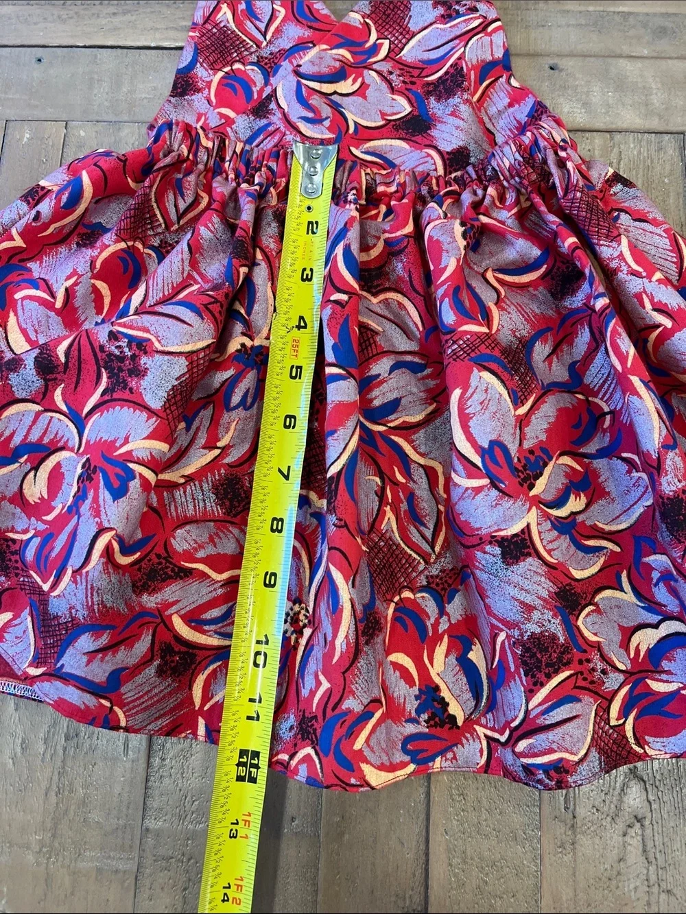 Brass Razoo red and silver floral halter dress 2T handmade metallic bohemian